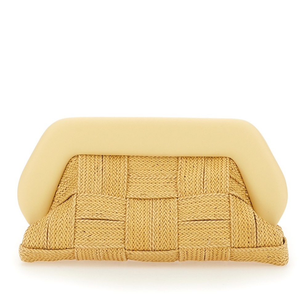 Themoire Canary Bios Weaved Straw Clutch